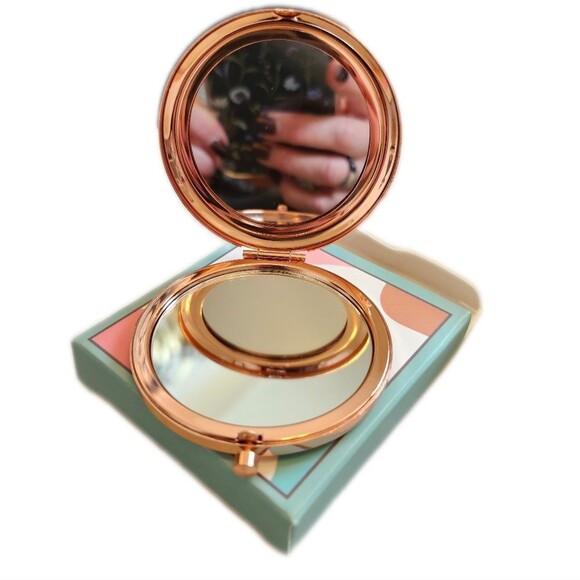 Best Wishes for You, birthday gift mirror compact, rose gold, "Not A Day Over" - Picture 3 of 3